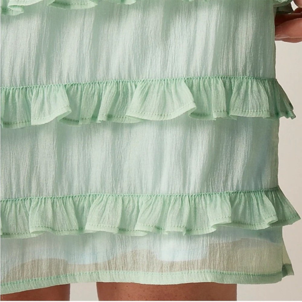 J Crew Skirt 8 Sheer Crinkled Ruffle-Trim Slip Green - Picture 5 of 12